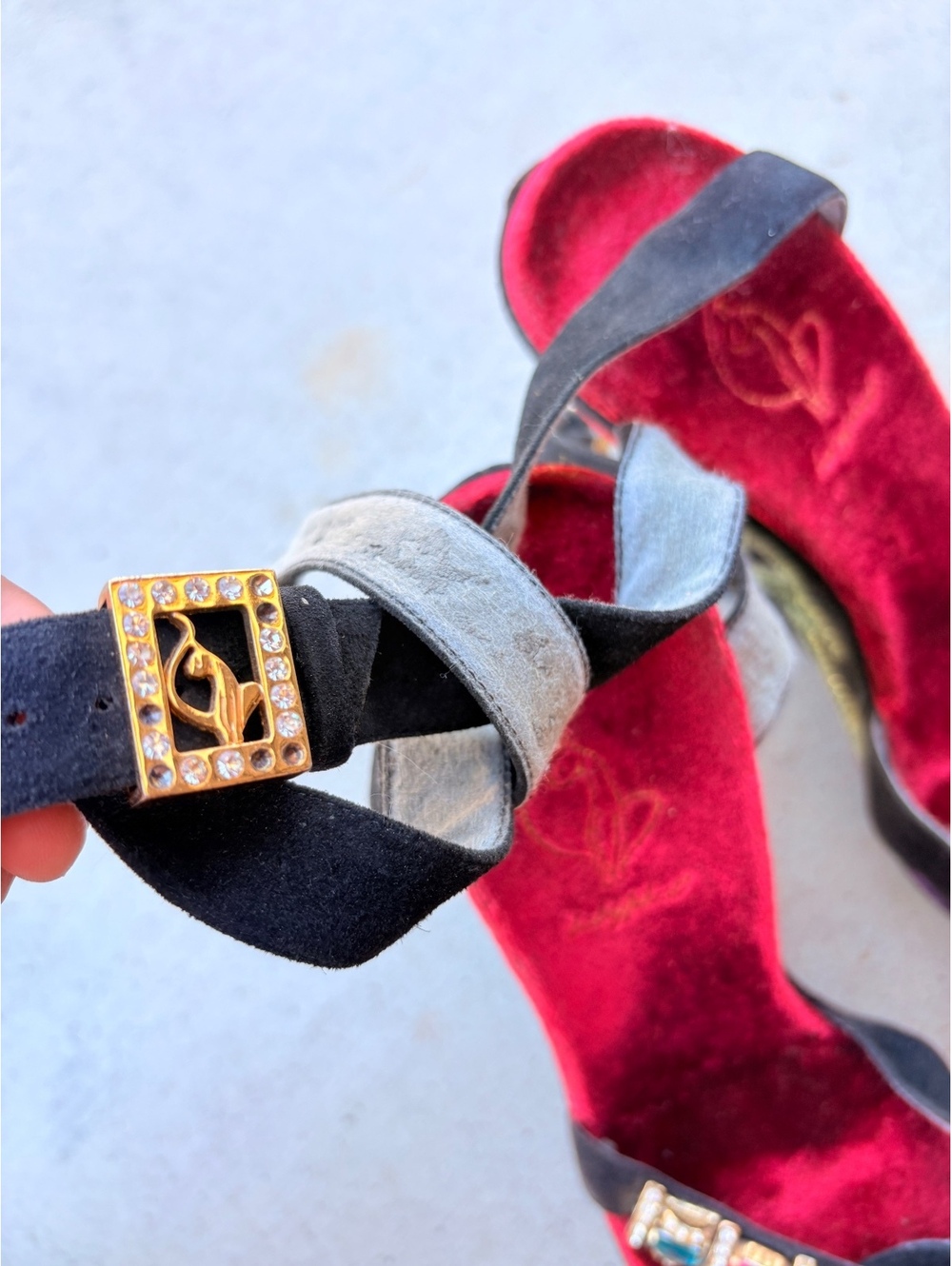 Y2K Vintage RARE Baby Phat Wedge Heel Platforms Colorful Stone Embellishment - Picture 7 of 8